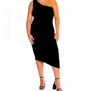 XL one shoulder ruched bodycon dress